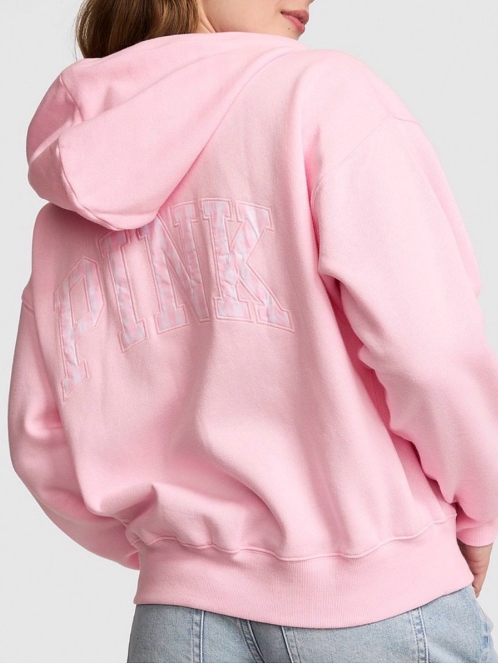 PINK Victoria's Secret Soft Pink Embroidered Logo Hoodie
